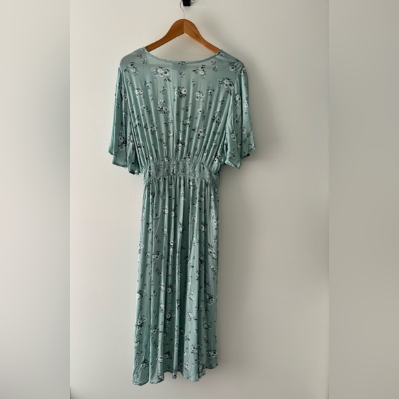 NWT HEYSON Flowy Button Front Hi Low Kimono Duster Mint Blue Floral Print Size M - Picture 7 of 10